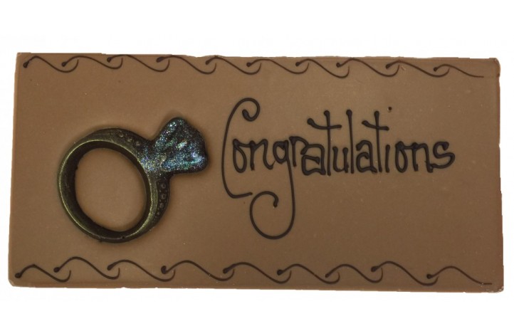 Large Chocolate Decorated Bar - Engagement Ring